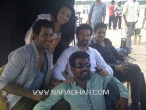 Trisha and Vishal on the sets of Samar
